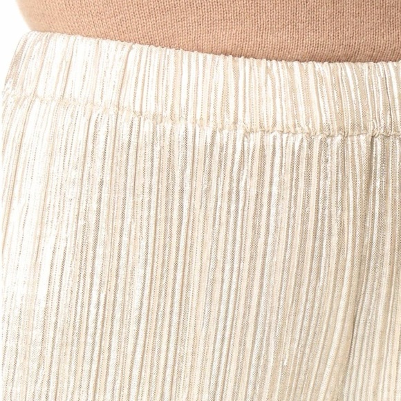 Alice and Olivia Pants Wide Leg Metallic Gold Pleated Cropped Ankle Pants - Picture 13 of 13